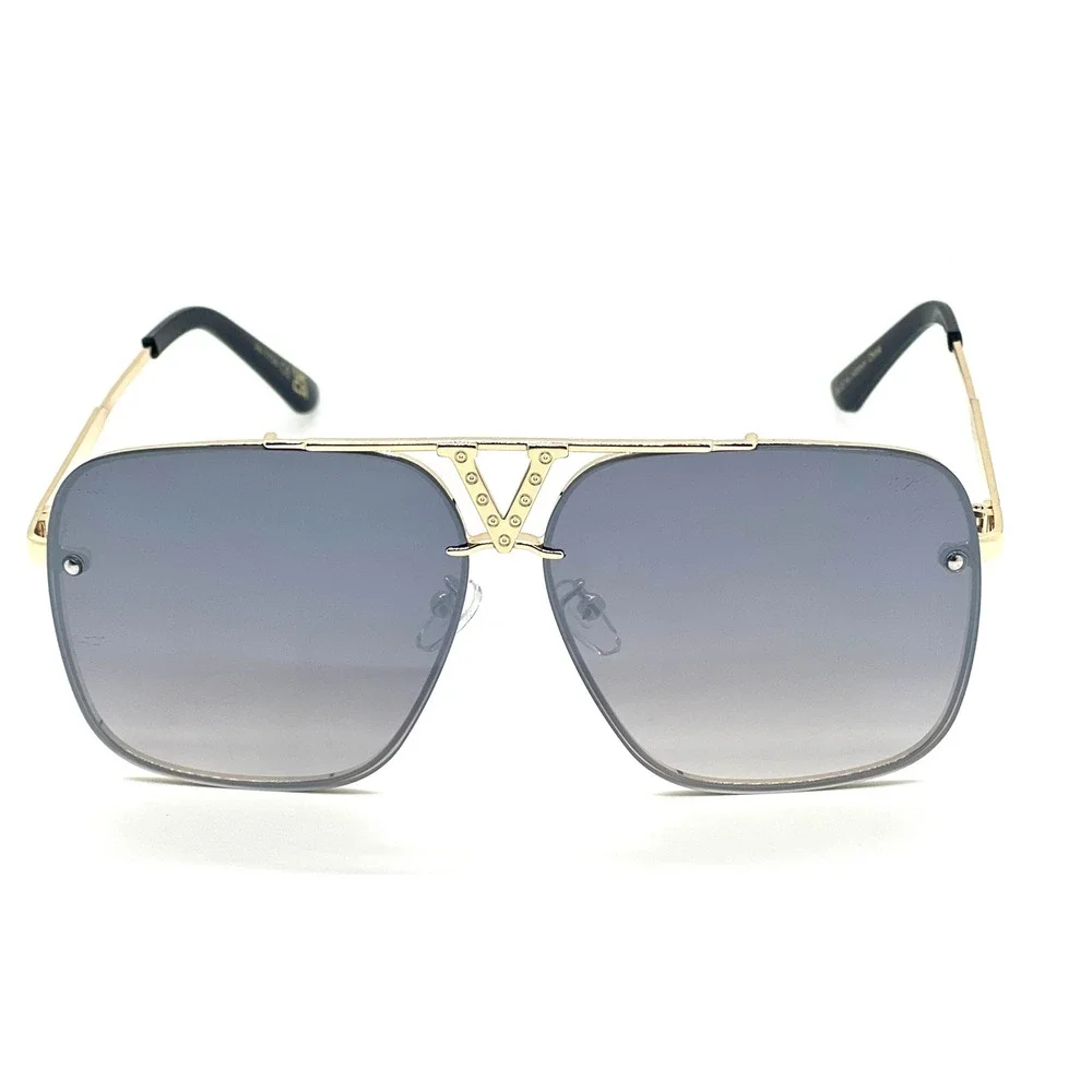 Sunglasses Gold Frame Gray Mirror Lens Fashion Designer Style Luxury Beach Style